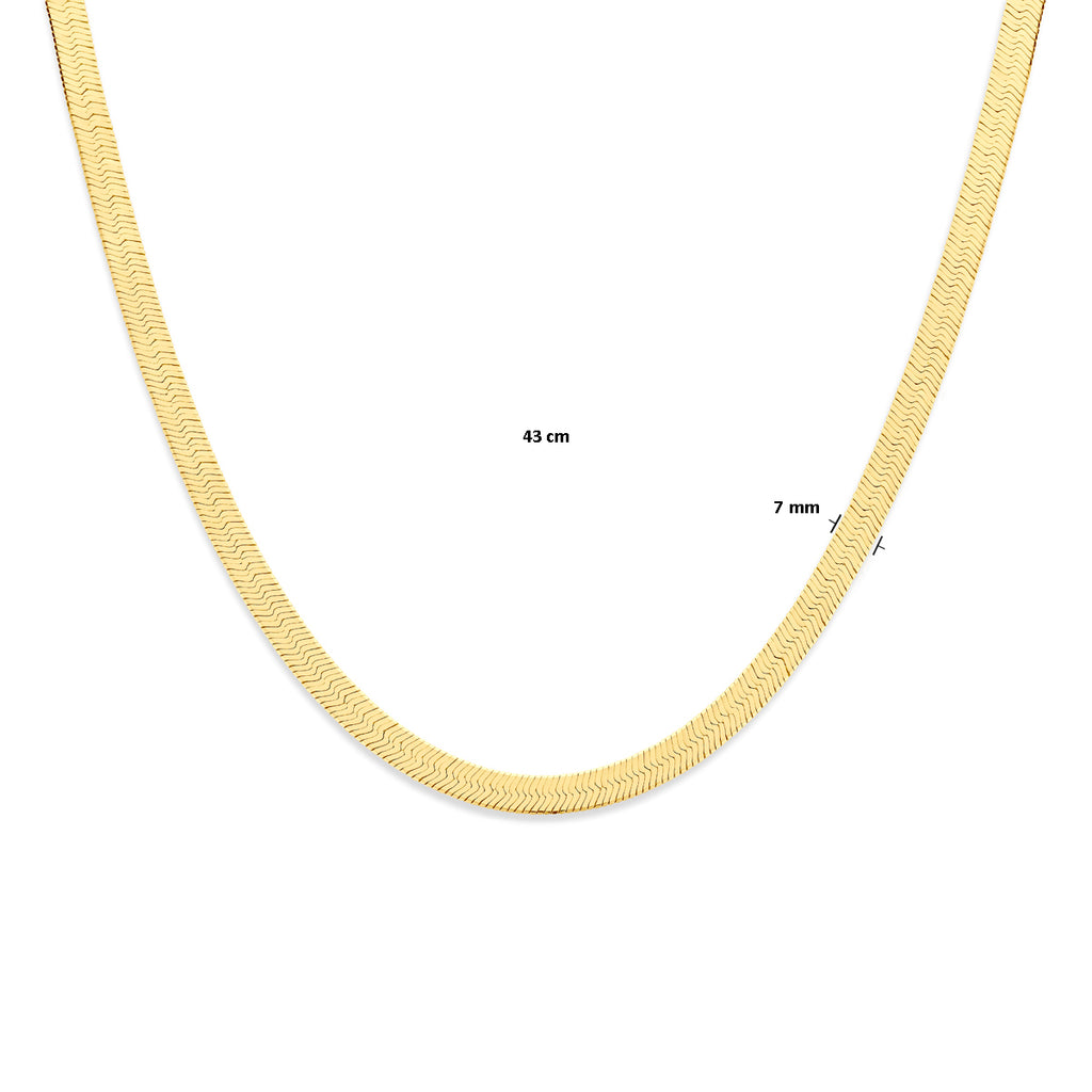 Halskette Schlangen-flach 7 mm 43 cm 3 Mikron vergoldet (gelb)
