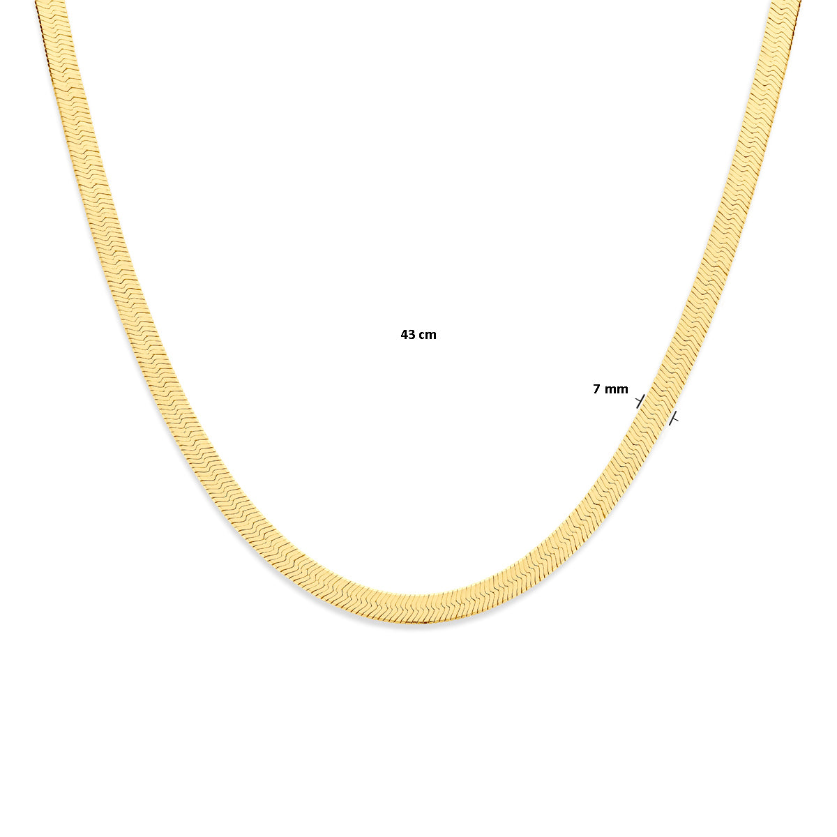 Halskette Schlangen-flach 7 mm 43 cm 3 Mikron vergoldet (gelb)
