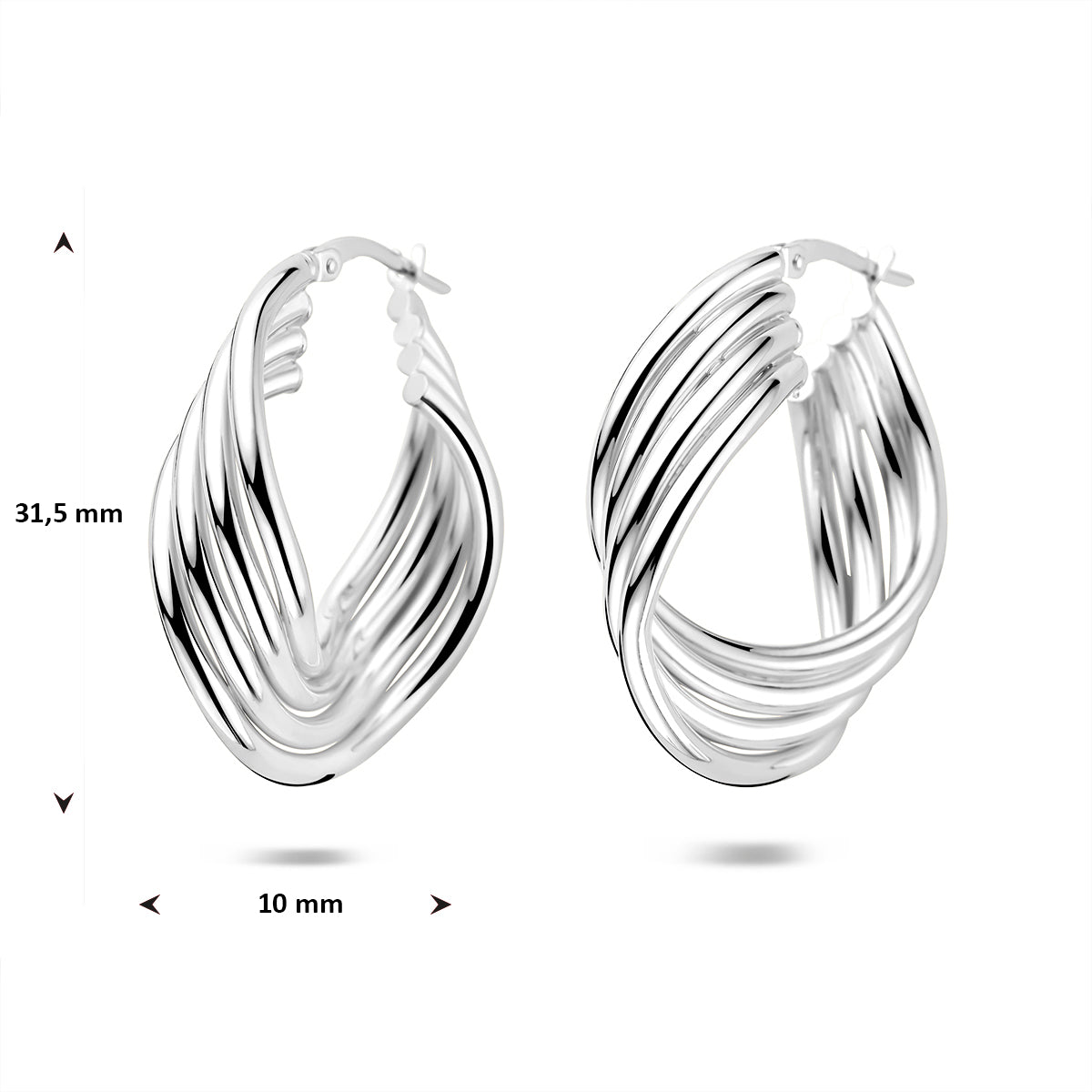 oorringen 31,5 mm zilver gerhodineerd