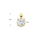 hanger lab grown diamant 0.10ct g vs 7 mm 14K geelgoud