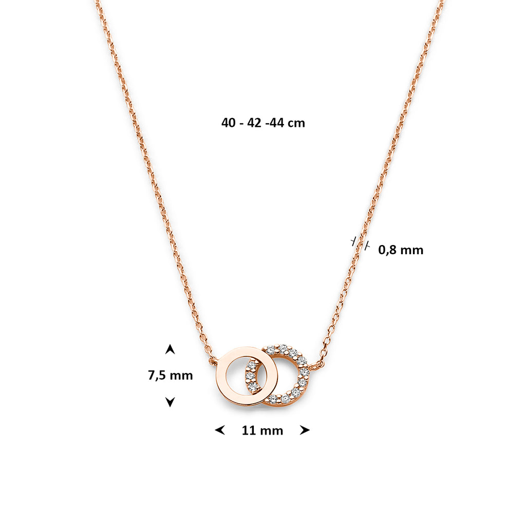 collier rondjes zirkonia 40 - 42 - 44 cm 14K roségoud