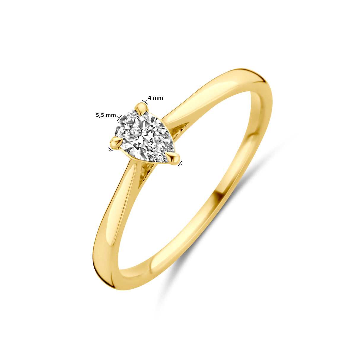 ring lab grown diamant 0.25ct h si 14K geelgoud