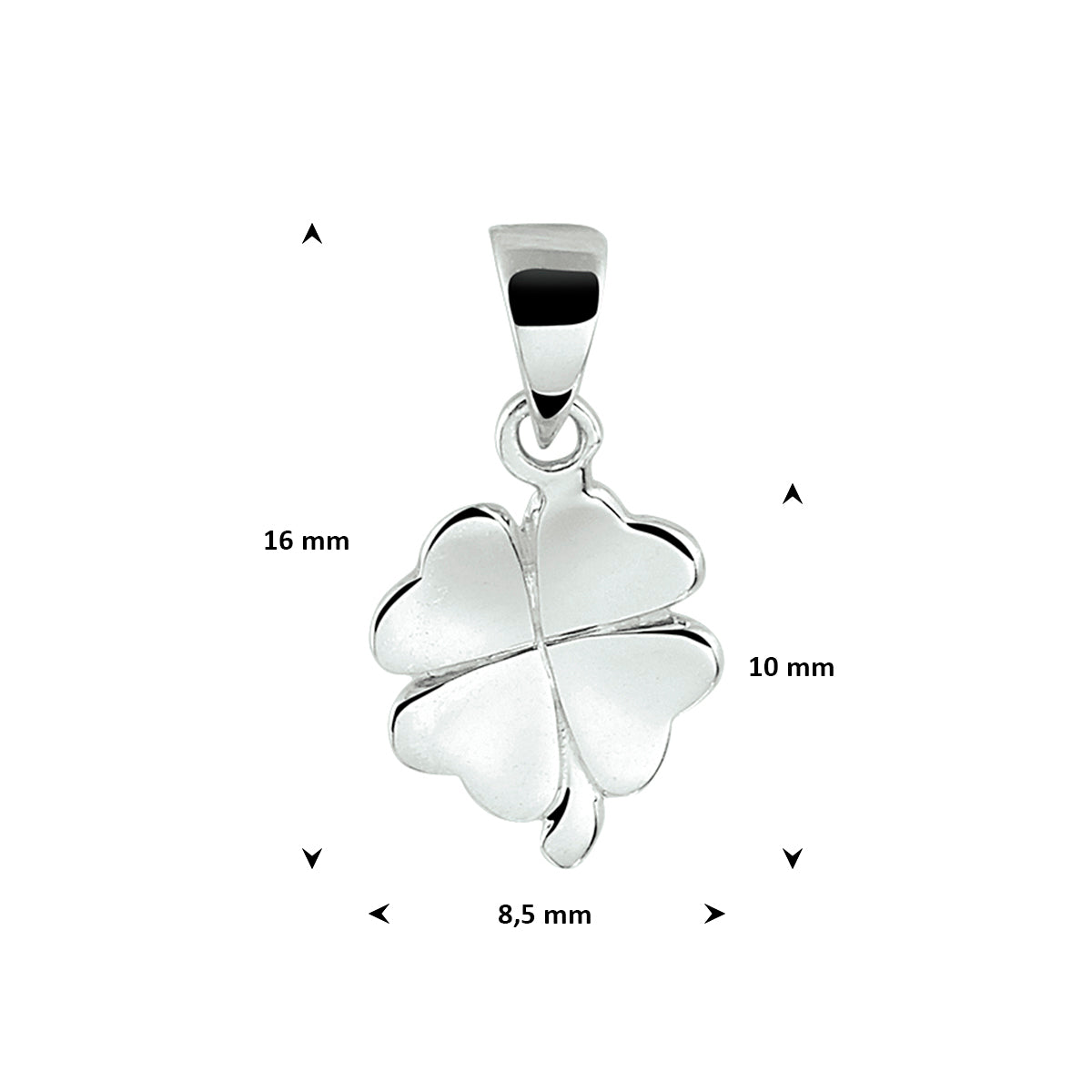hanger klavertje 10 mm zilver gerhodineerd