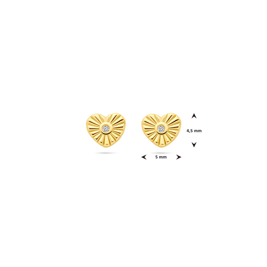 Ohrstecker Herz Zirkonia 4,5 mm 14K Gelbgold