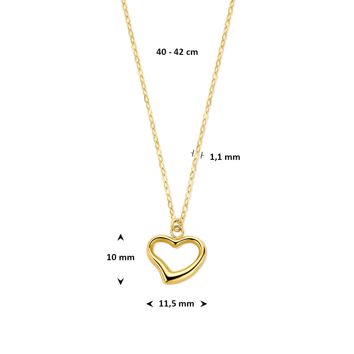 Halskette Herz 40 - 42 cm 14K Gelbgold