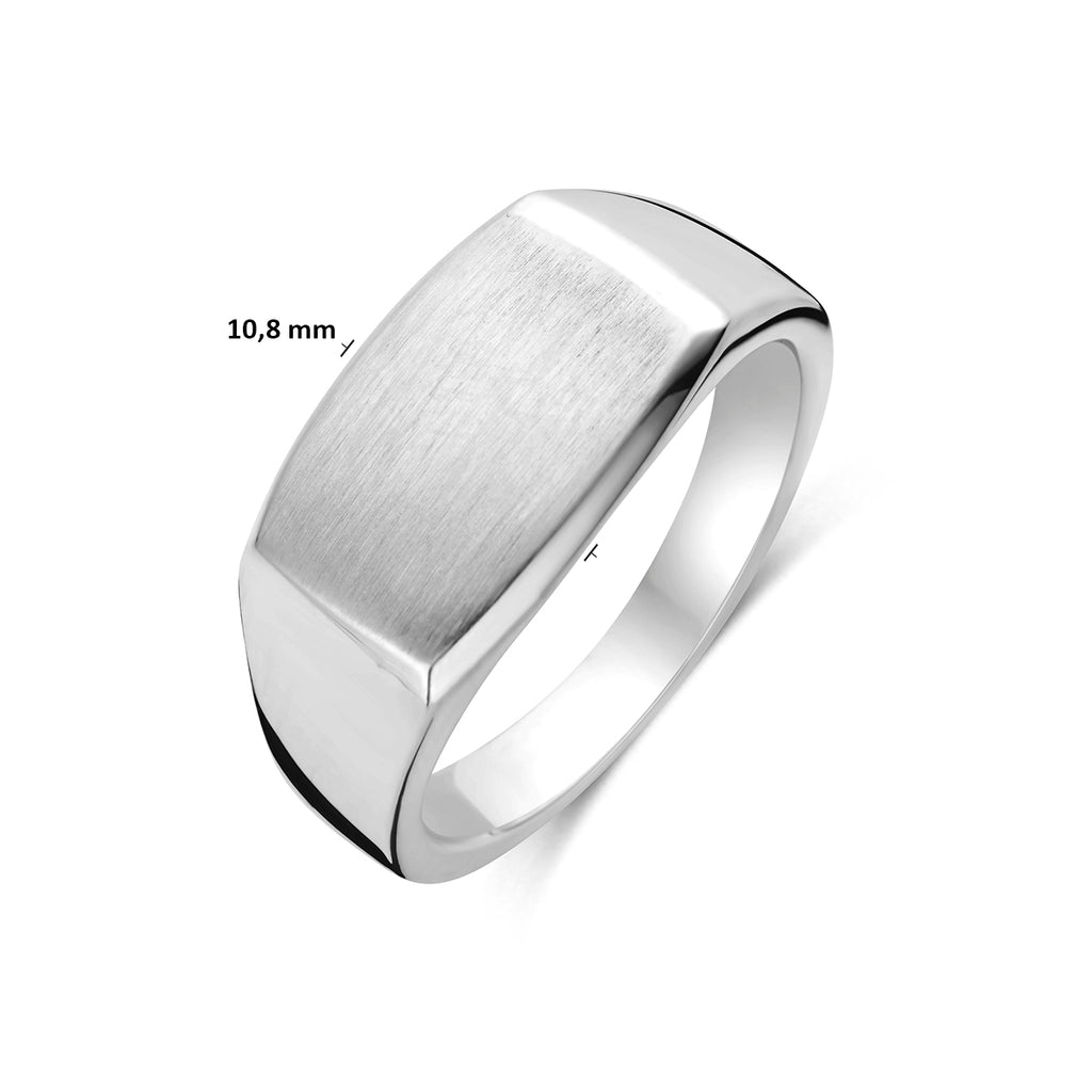 ring dwarsmodel poli/mat zilver wit