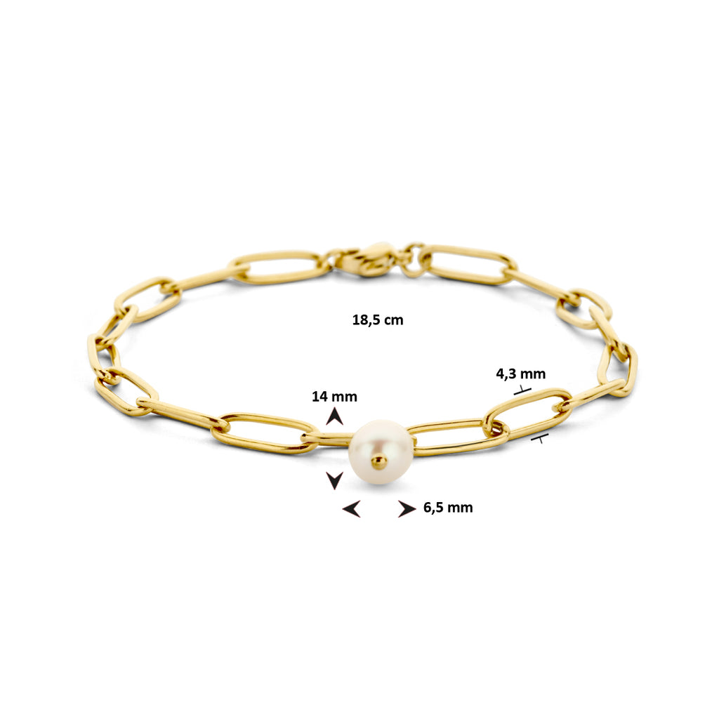 armband paperclip synth.parel 4,3 mm 18,5 cm ion plating edelstaal