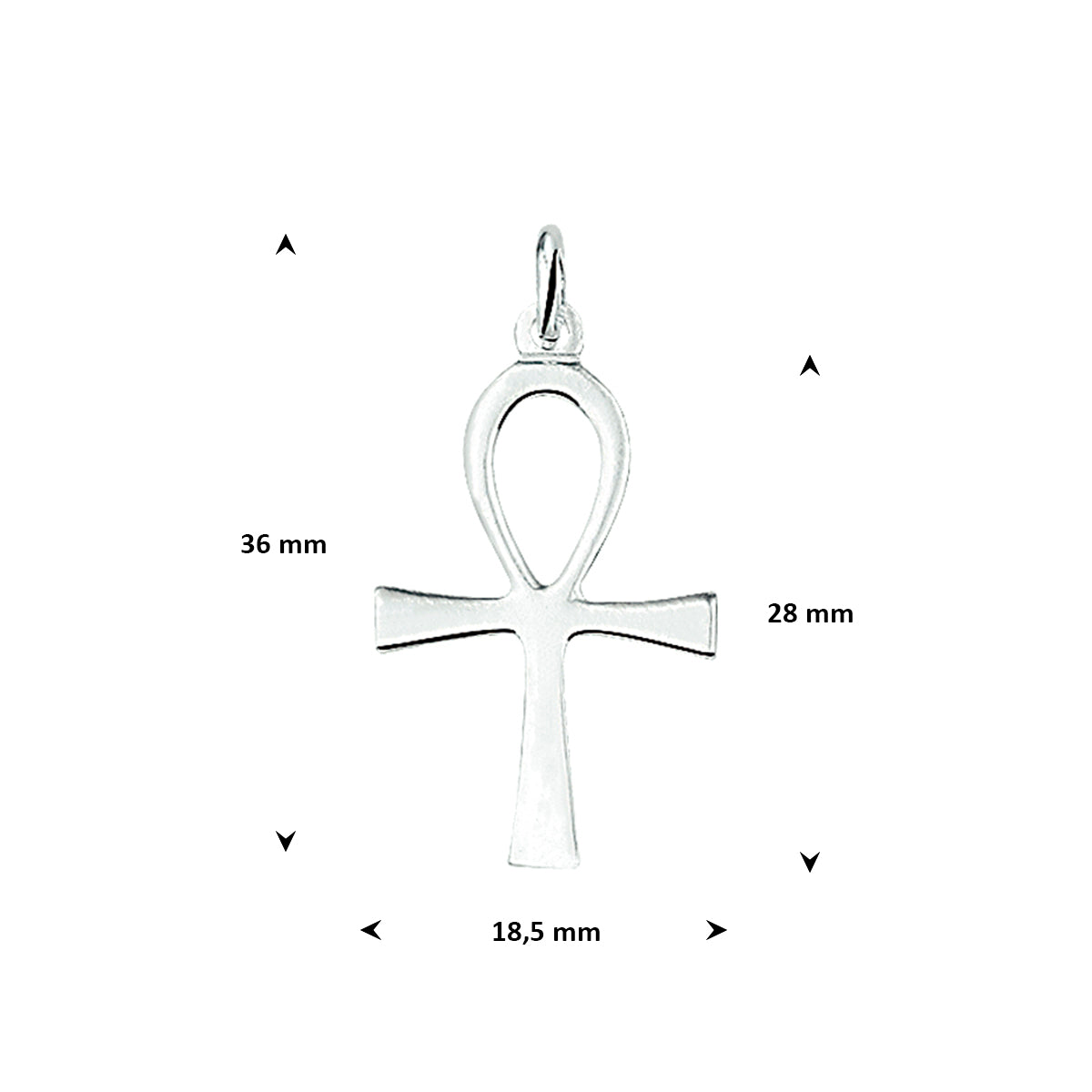 hanger ankh kruis zilver wit