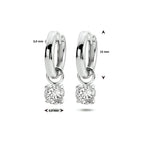 klapoorringen zirkonia 23,5 mm zilver gerhodineerd