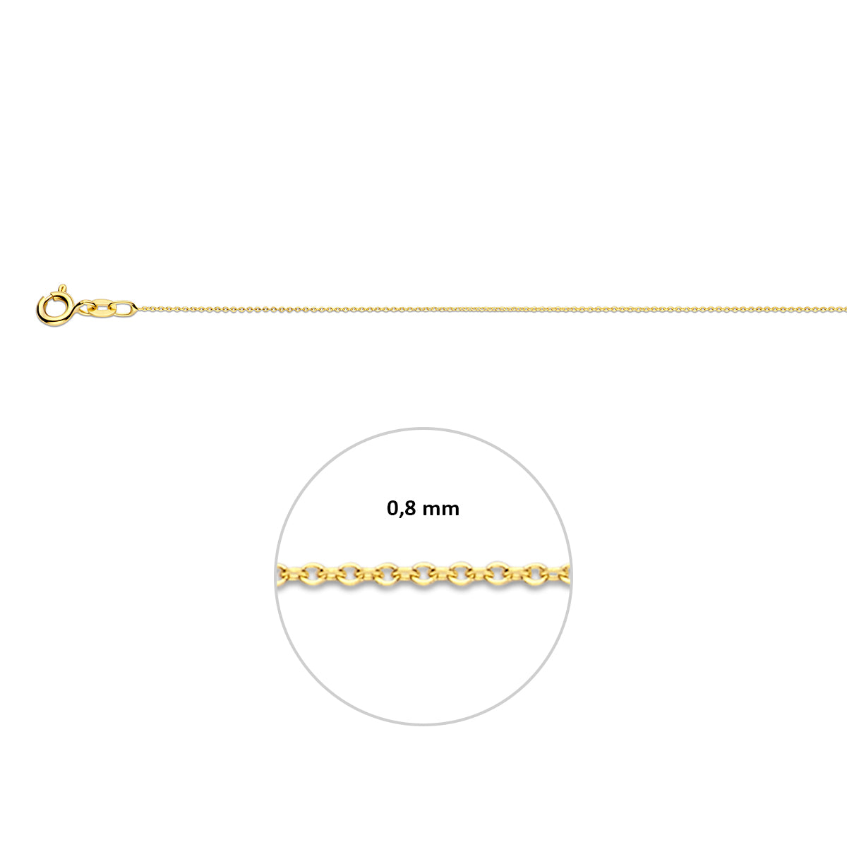 Ankerkette flach 0,8 mm 14K Gelbgold