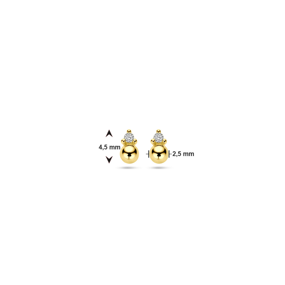 Ohrstecker Kugeldiamant 0,02 ct (2x 0,01 ct) h p1 14K Gelbgold