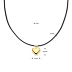 collier hart 38 + 6 cm 3 micron zilver verguld (met rubber/nylon/leer)