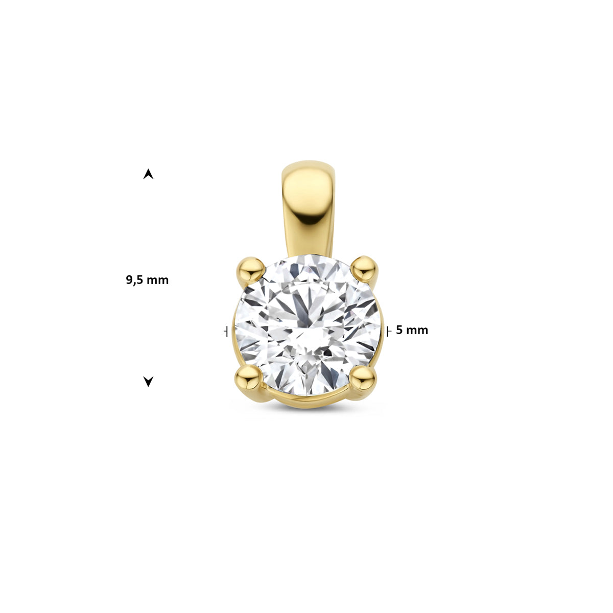 hanger lab grown diamant 0.50ct g vs 9,5 mm 14K geelgoud