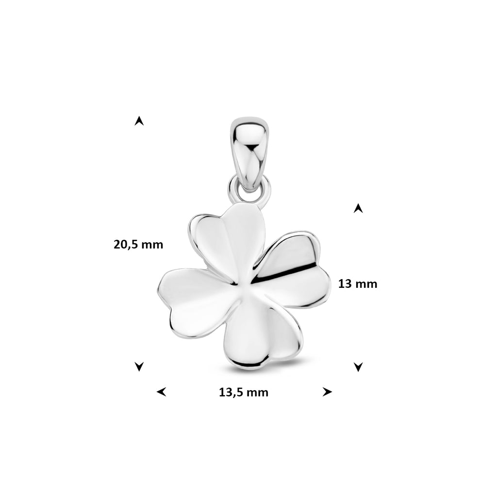 hanger klavertje 13 mm zilver gerhodineerd
