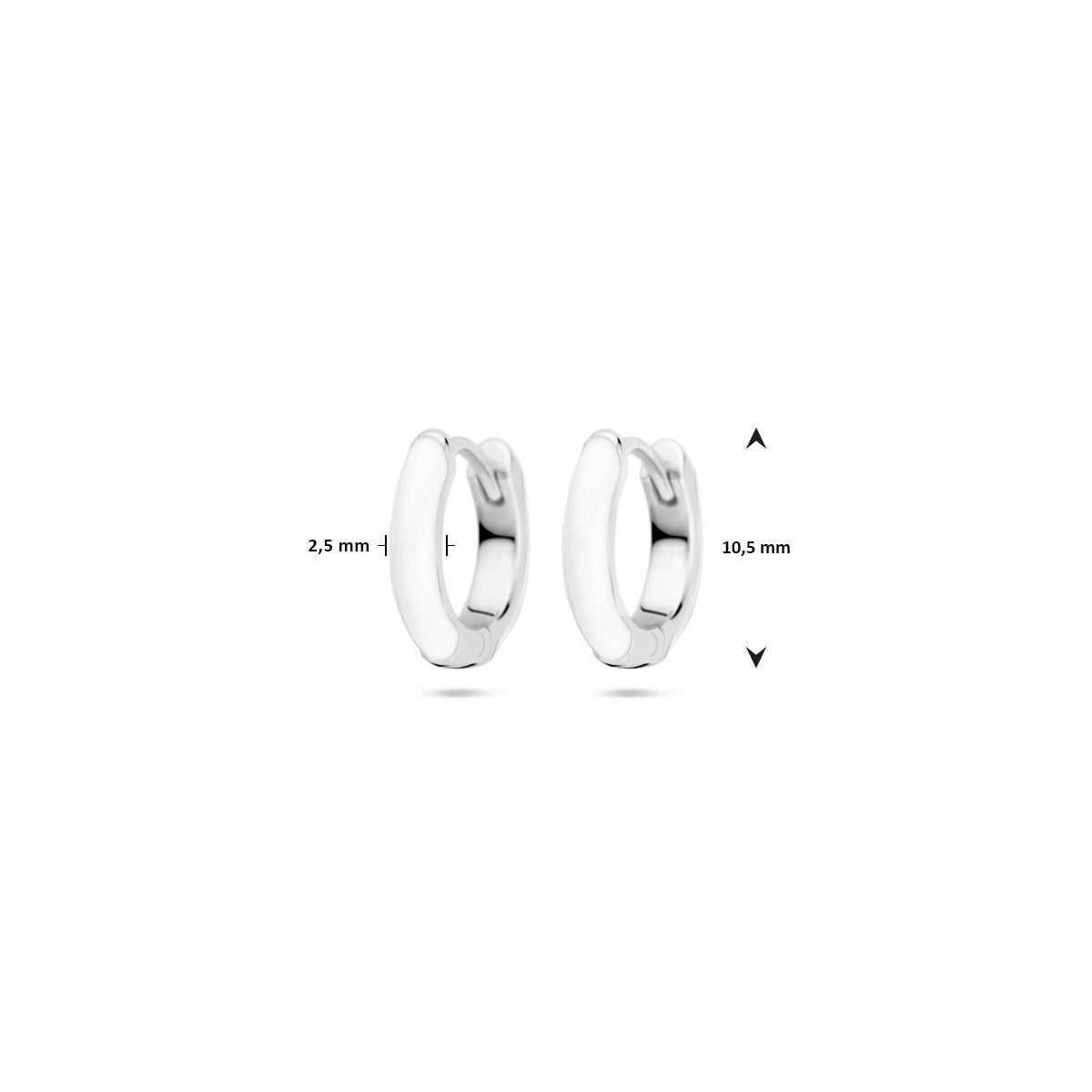 Klappcreolen, weiß emailliert, 10,5 mm, Sterlingsilber rhodiniert
