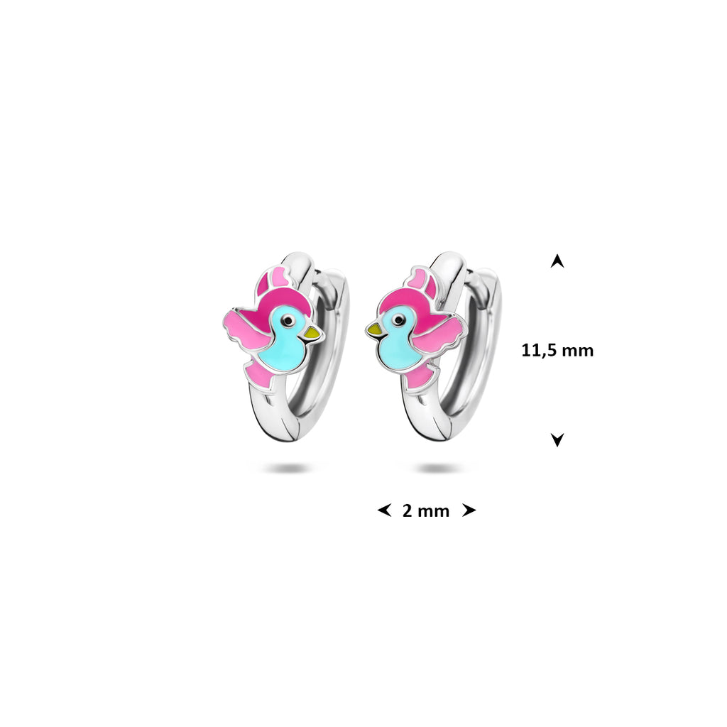 klapoorringen vogel 11,5 mm zilver gerhodineerd
