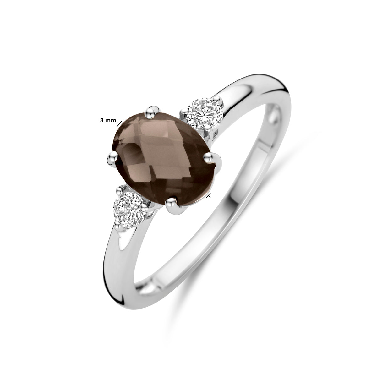 Ring Rauchquarz und Zirkonia rhodiniert Silber