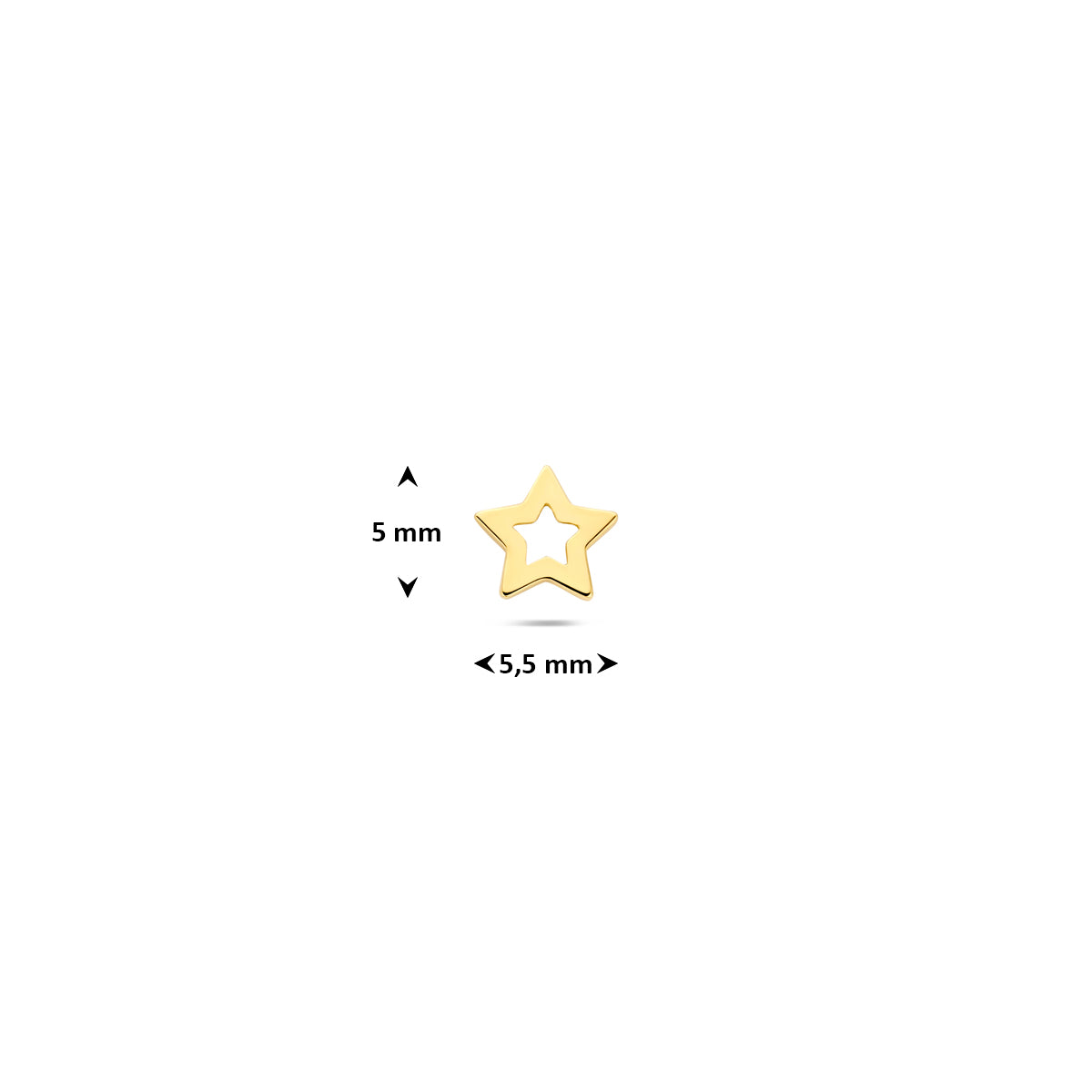 Flat Back Piercing Stern 5 mm 14K Gelbgold