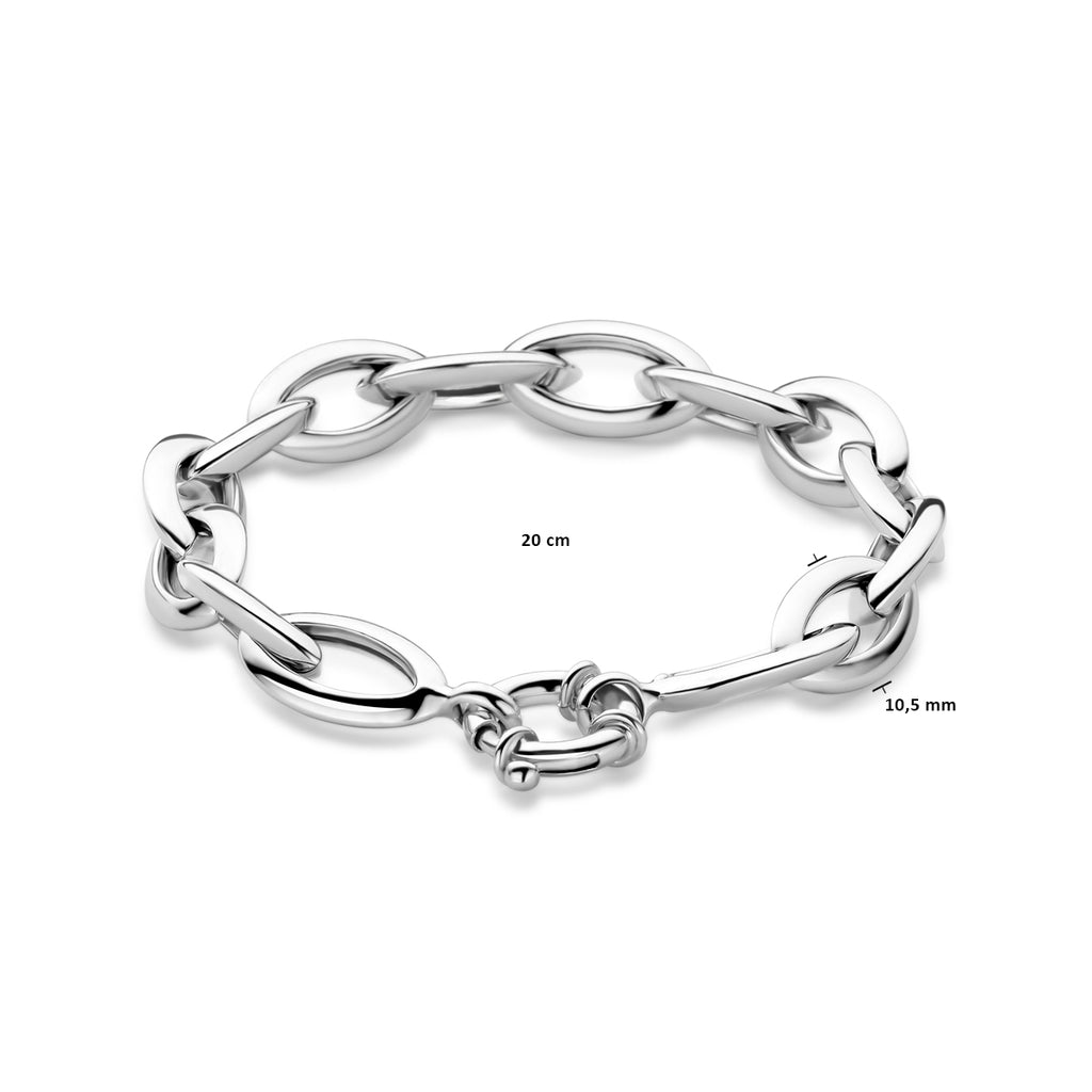 Ankerarmband 10,5 mm 20 cm mit großem Federringverschluss Silber rhodiniert