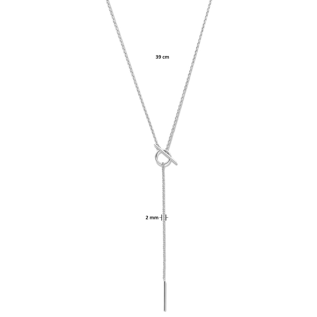 y-collier kapittelslot 39 cm zilver gerhodineerd