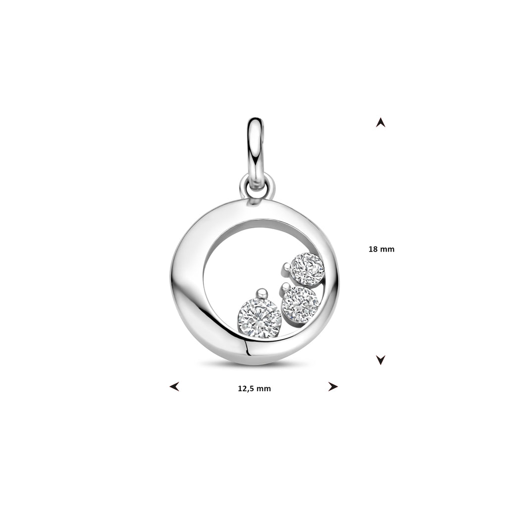 Anhänger Zirkonia 18 mm rhodiniertes Silber