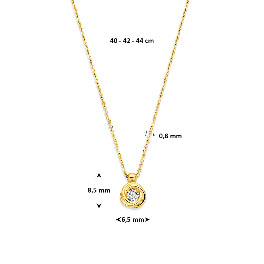collier lab grown diamant 0.1ct g vs 40 - 42 - 44 cm 14K geelgoud - rond