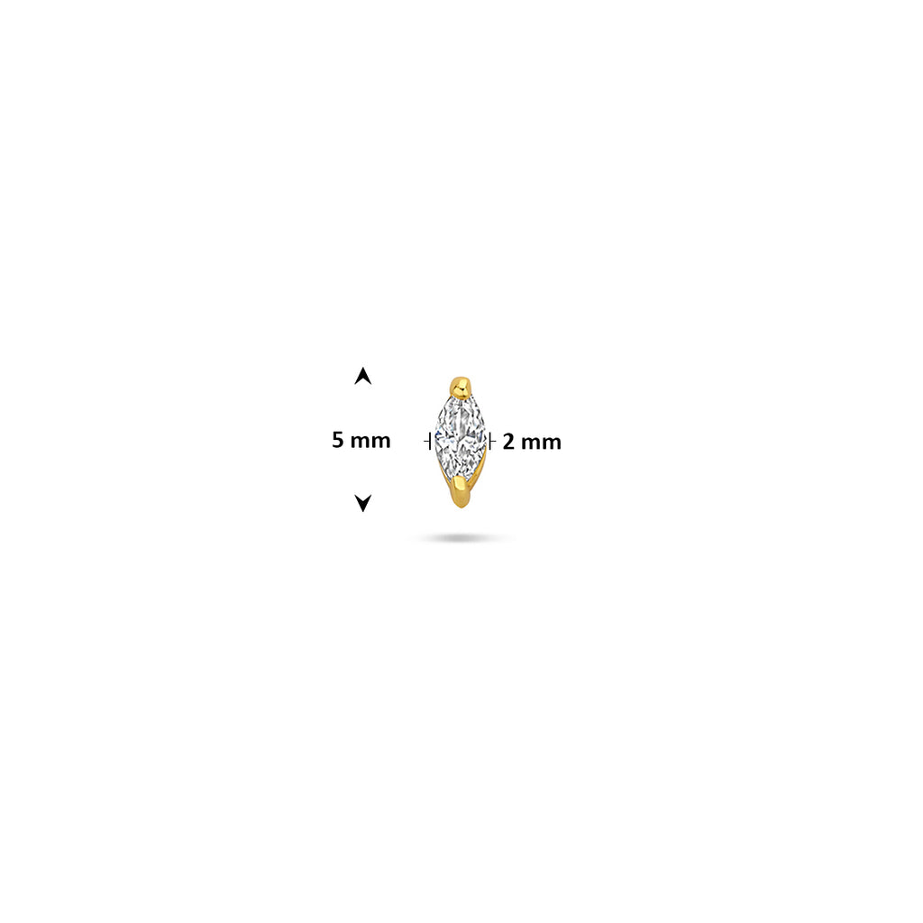 Flatback Piercing Zirkonia 5 mm 1 Mikron Silber vergoldet (gelb)