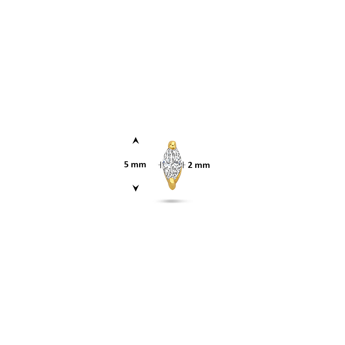 Flatback Piercing Zirkonia 5 mm 1 Mikron Silber vergoldet (gelb)