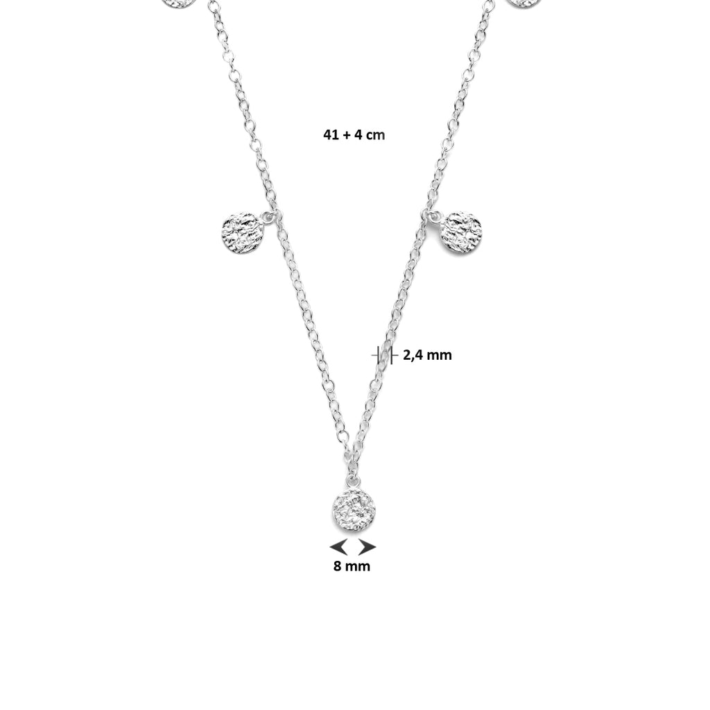 Halskette Kreise diamantiert 41 + 4 cm Silber rhodiniert
