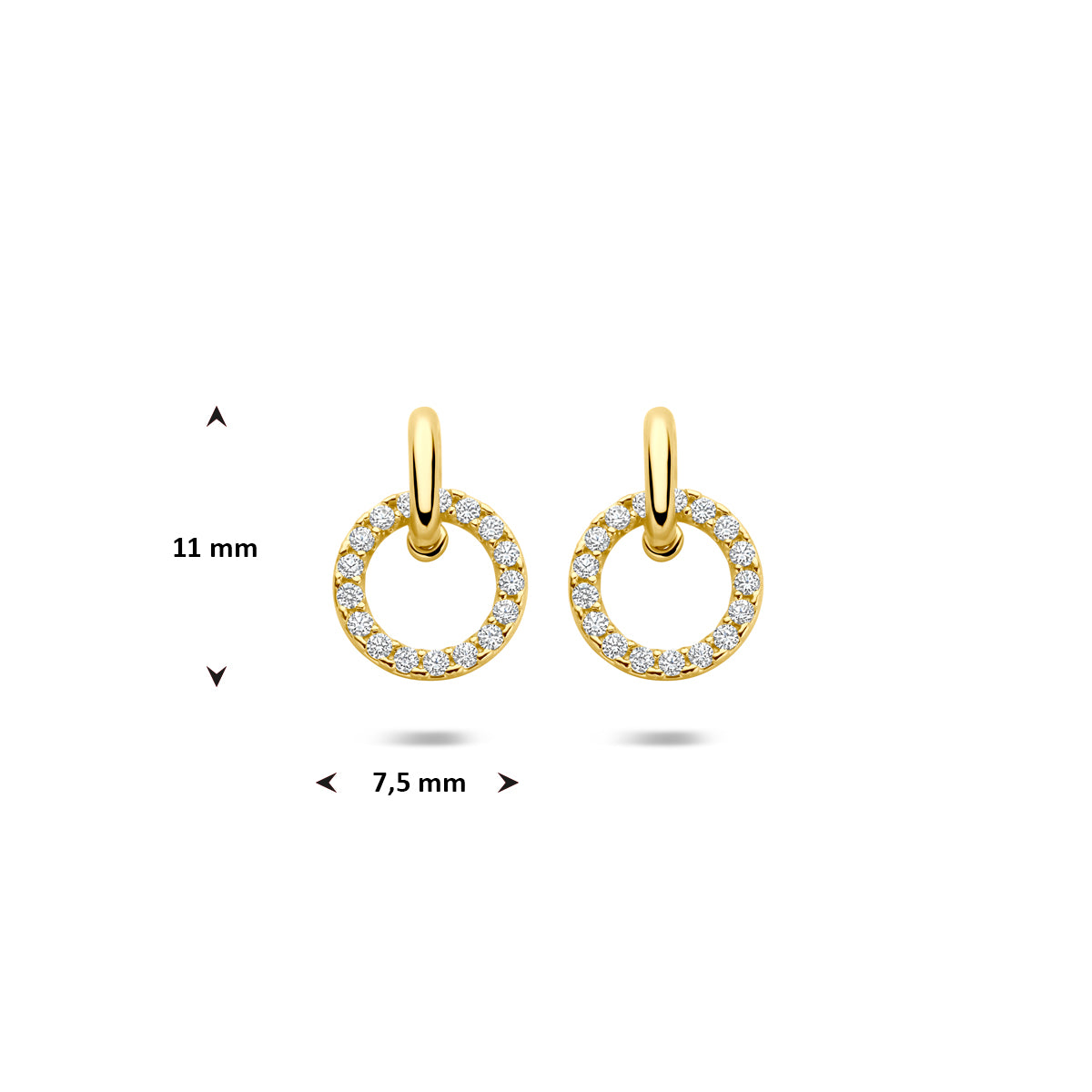 Ohrhänger Zirkonia 11 mm 14K Gelbgold