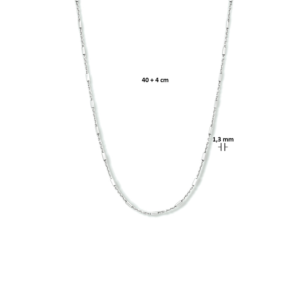 Halskette Rohre 1,3 mm 40 + 4 cm Silber rhodiniert