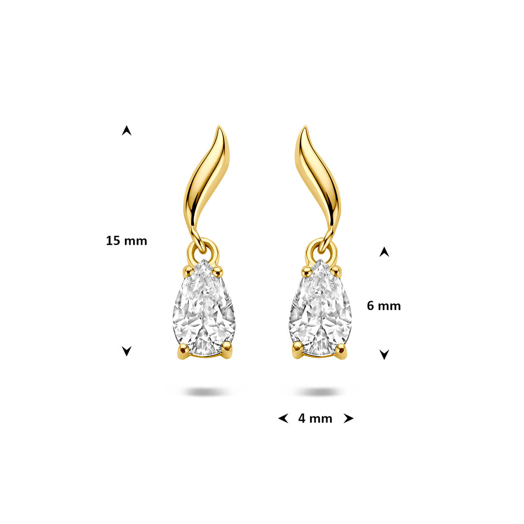 9k oorhangers zirkonia 15 mm 9K geel
