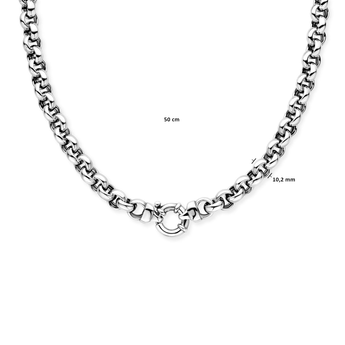 Halskette Oxi Jasseron 10,5 mm mit großem Federverschluss Silber oxidiert