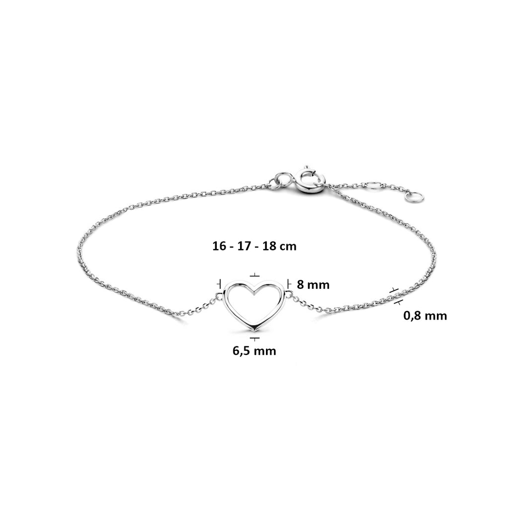 Armband Herz 16 - 17 - 18 cm 14K Weißgold
