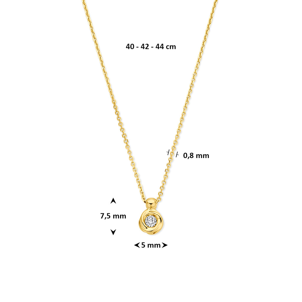 collier lab grown diamant 0.05ct g vs 40 - 42 - 44 cm 14K geelgoud - rond