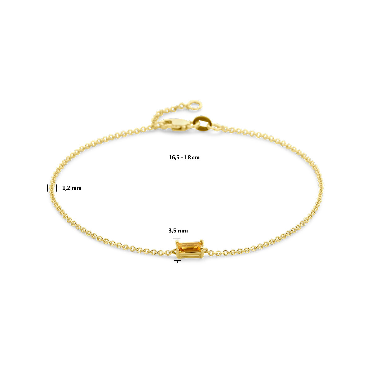 Armband Citrin 16,5 - 18 cm 14K Gelbgold