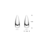 Ohrstecker Tropfen 25 mm rhodiniertes Silber
