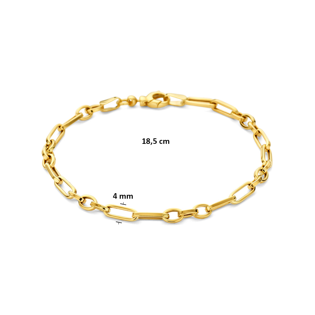 9k armband 4 mm 18,5 cm 9K geel