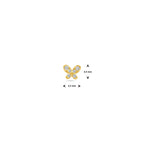 flat back piercing vlinder zirkonia 4,5 mm 14K geelgoud
