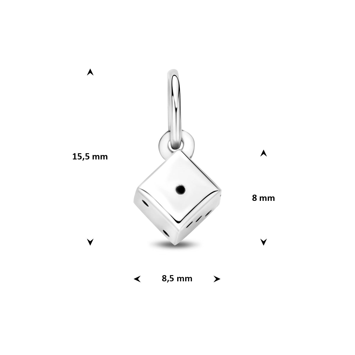 hanger dobbelsteen zilver wit