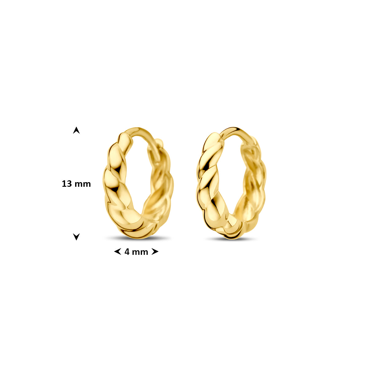 klapoorringen 13 mm 14K geelgoud