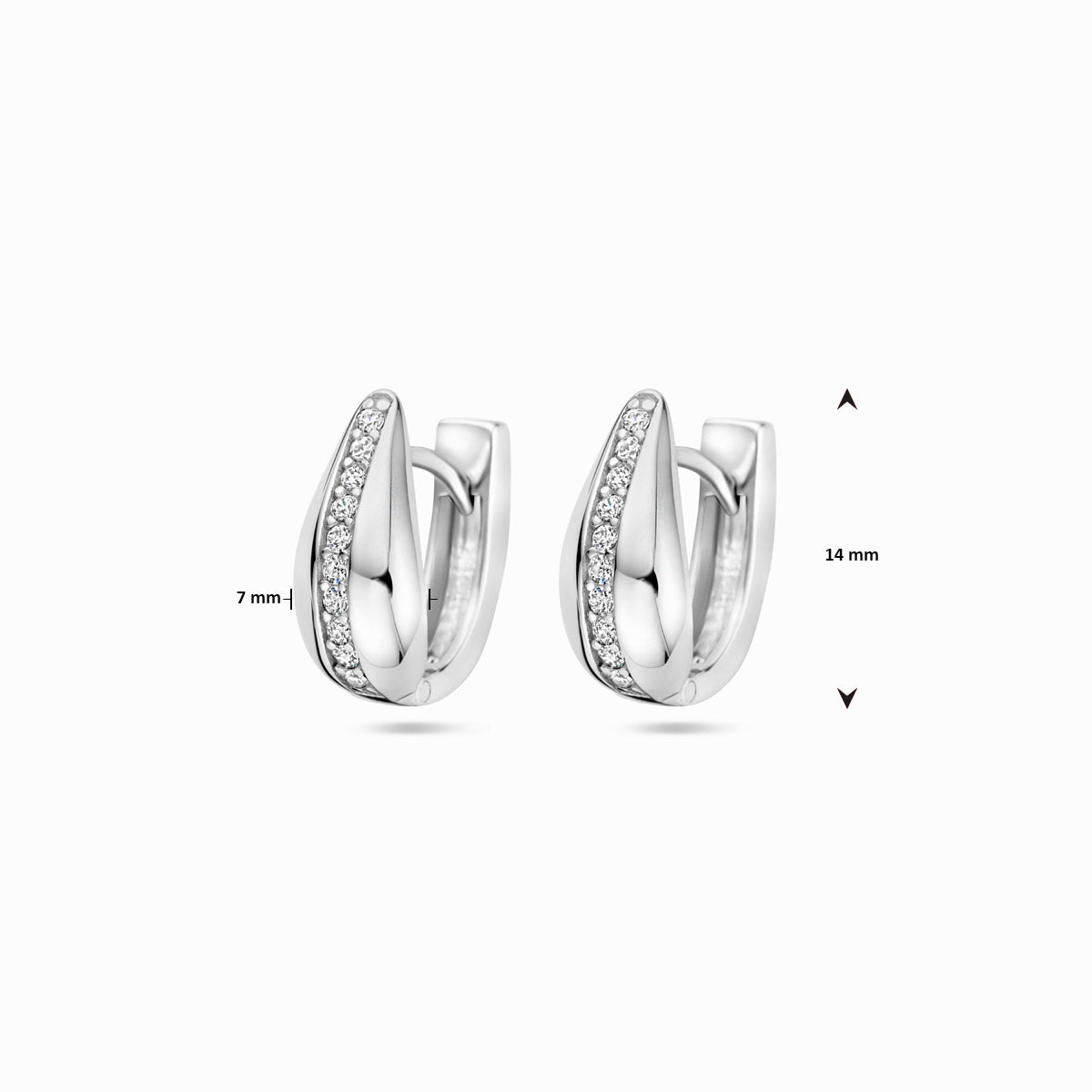 Klappcreolen Zirkonia 14 mm Silber rhodiniert