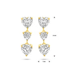 oorhangers hartjes zirkonia 25 mm 1 micron zilver verguld (geel)