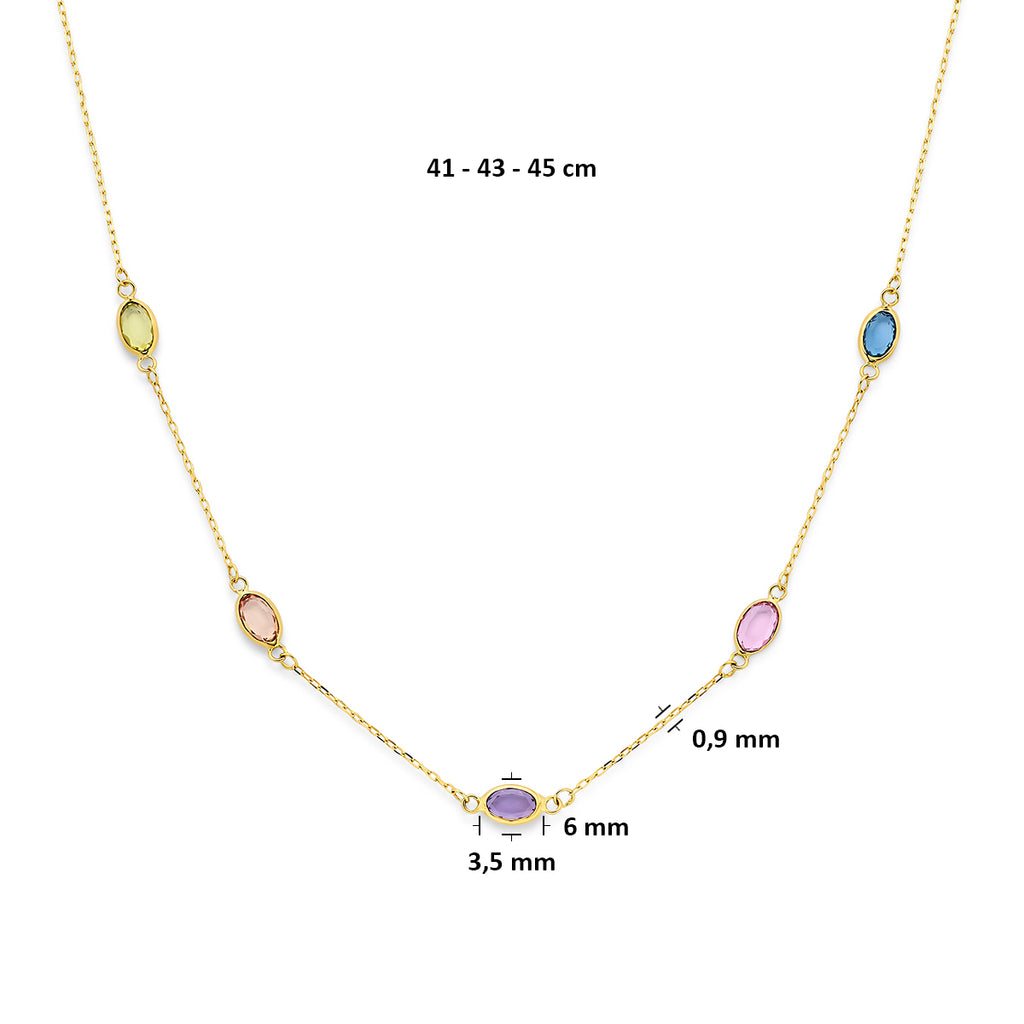 9k collier synthetische stenen 41 - 43 - 45 cm 9K geel