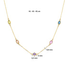 9k collier synthetische stenen 41 - 43 - 45 cm 9K geel