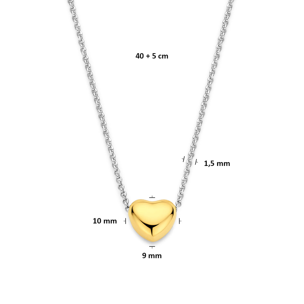 collier hart 1,5 mm 40 + 5 cm 3 micron zilver verguld (geel/rhodium)