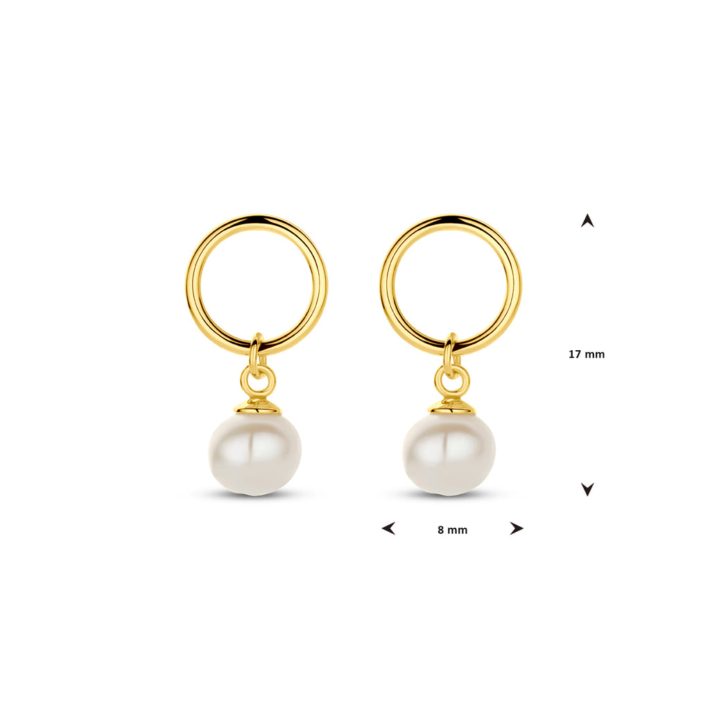 Ohrhänger Perle 17 mm 1 Mikron versilbert (gelb)