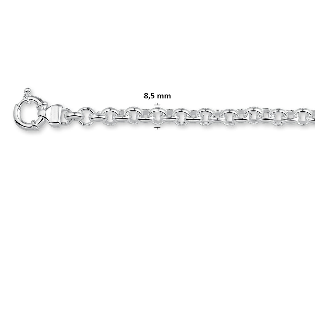 jasseron 8,5 mm met groot veerslot zilver gerhodineerd