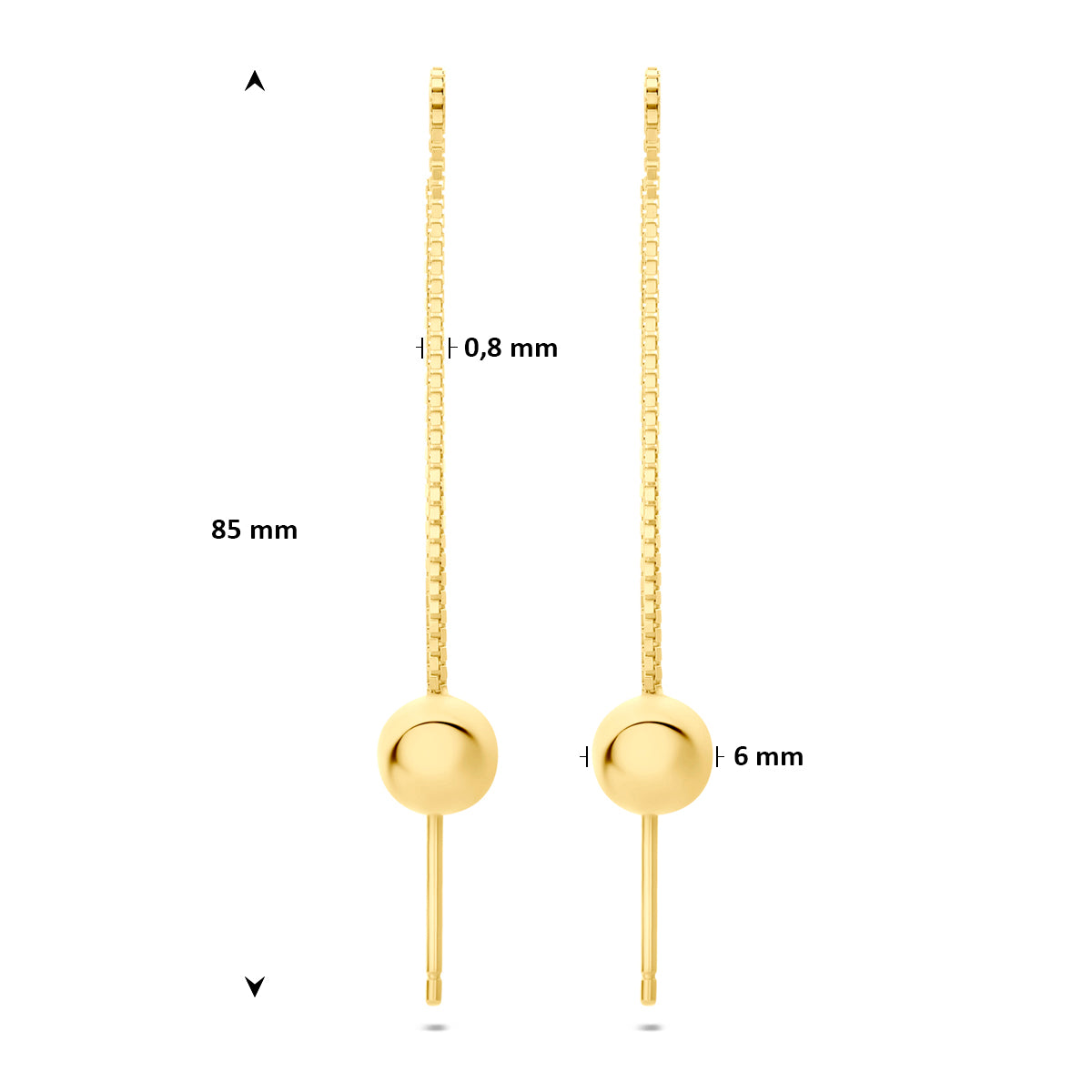 doortrekoorbellen bol 85 mm 1 micron zilver verguld (geel) - bol