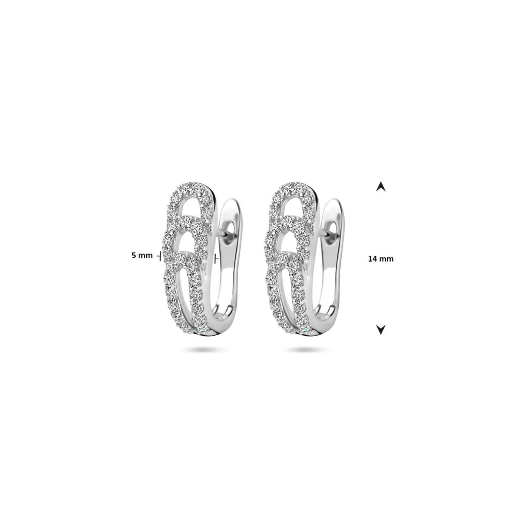 klapoorringen zirkonia 14 mm zilver gerhodineerd
